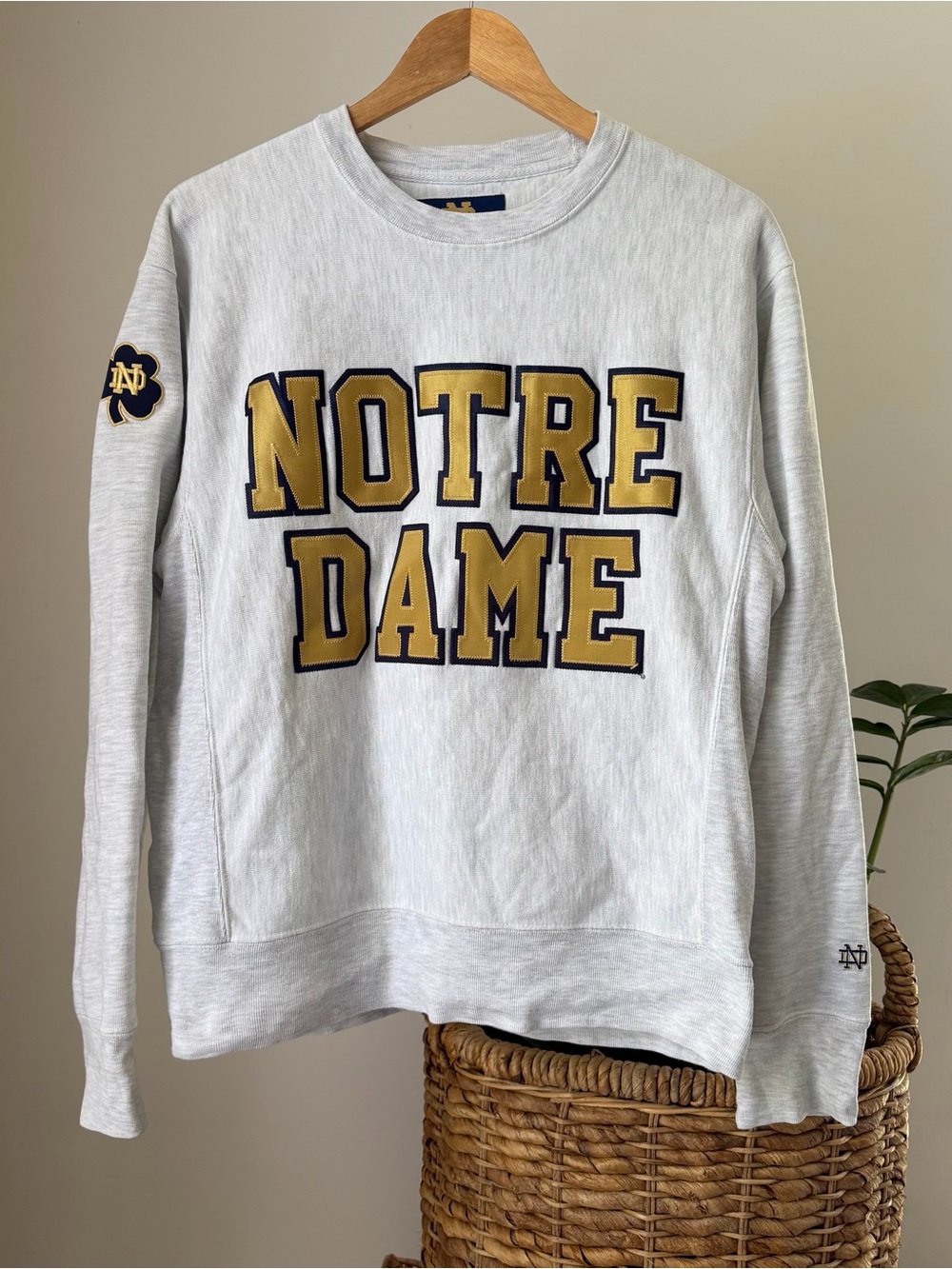 Mens Vintage NOTRE DAME Hammes Bookstore Gray Sweatshirt Crewneck Vtg Size Small